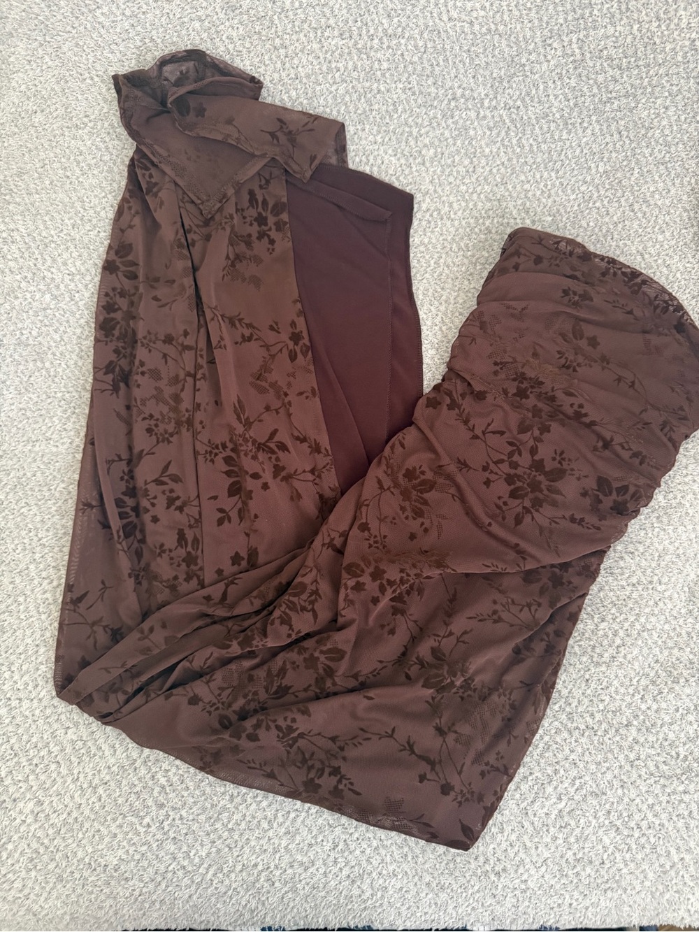 luxury rebel Deep Brown Velvet Maxi Skirt
